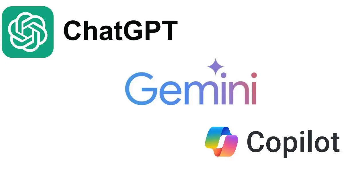 imagen con logo de Chat GPT - Gemini y Copilot