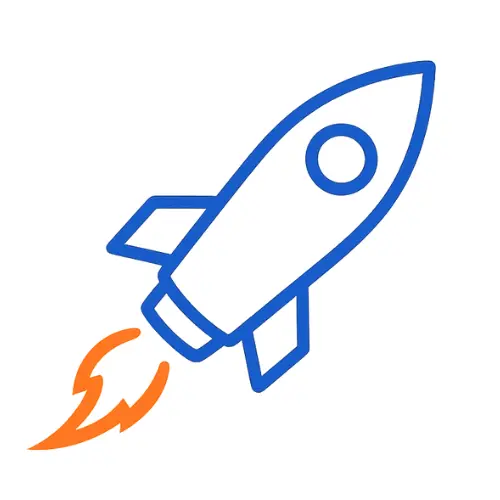 Icono de cohete que representa alcance y visibilidad rápida en publicidad en redes sociales